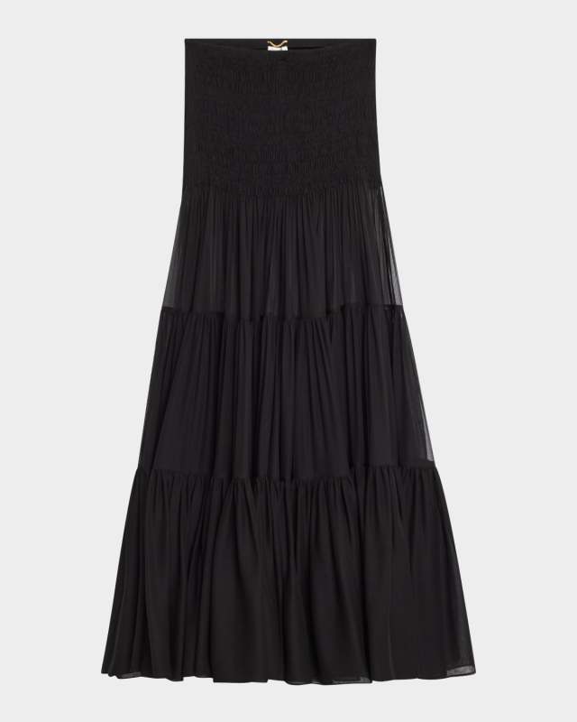 Tiered Sheer Silk Maxi Skirt